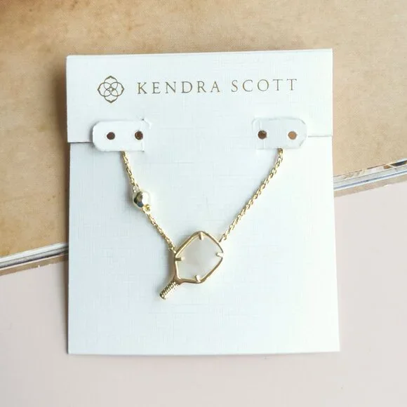 Kendra Scott Pickleball Necklace Ivory Mother-of-Pearl Gold - Picture 1 of 4